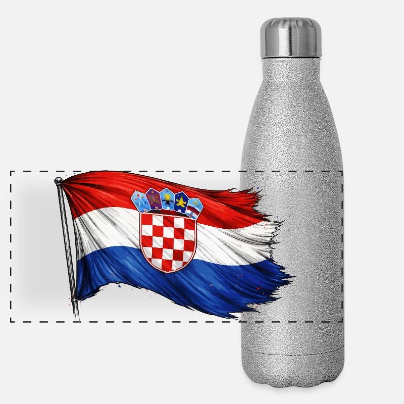 Drapeau de la Croatie Gourde isotherme panoramique pailletée 500 ml