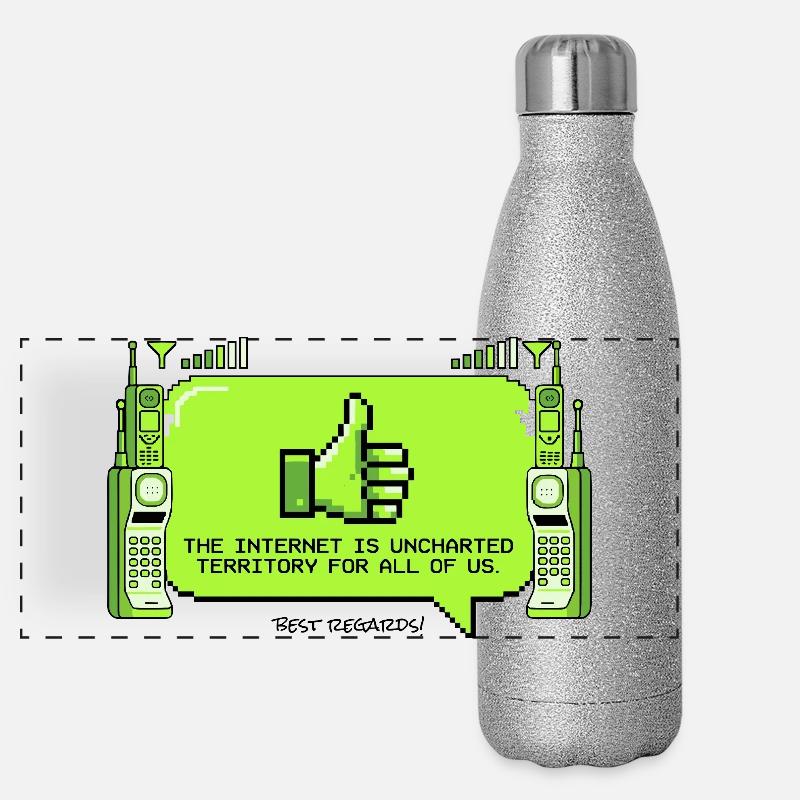 Internet est un territoire inconnu Gourde isotherme panoramique pailletée 500 ml