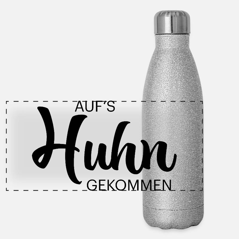 Fans de poulet - Coq - Coq - Poulet fleur - Bio Gourde isotherme panoramique pailletée 500 ml