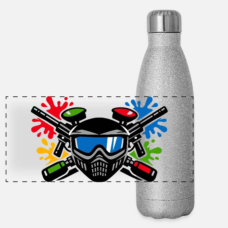 Graffiti-Helm mit Farbspritzer Panorama Glitzer Isolierflasche 500 ml