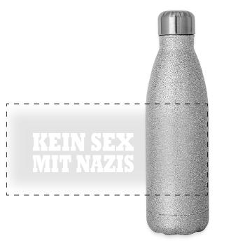 No sex with Nazis - Panoramic Glitter Thermal Bottle 500 ml - silver glitter - Front