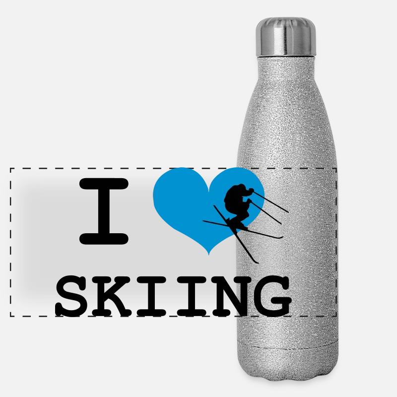 I Love Skiing Gourde isotherme panoramique pailletée 500 ml