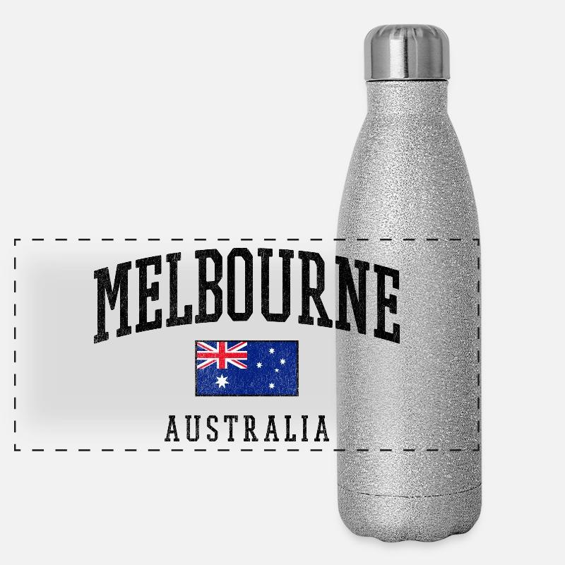 Melbourne Australia Flag Design Panoramic Glitter Thermal Bottle 500 ml