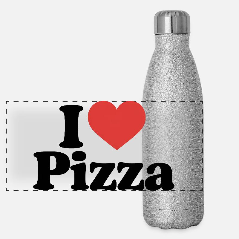 J’adore la pizza en disant Gourde isotherme panoramique pailletée 500 ml