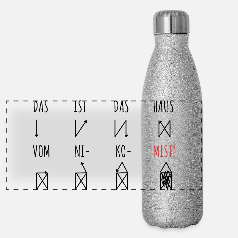 Das ist das Haus vom Nikolaus | Mist Fehler Panorama Glitzer Isolierflasche 500 ml