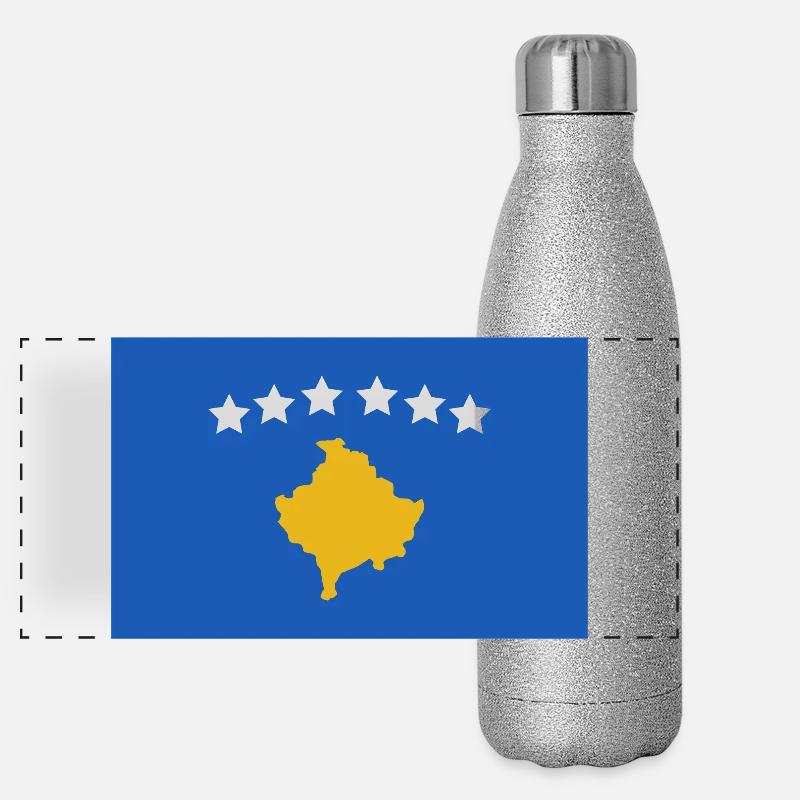 Drapeau du Kosovo Gourde isotherme panoramique pailletée 500 ml