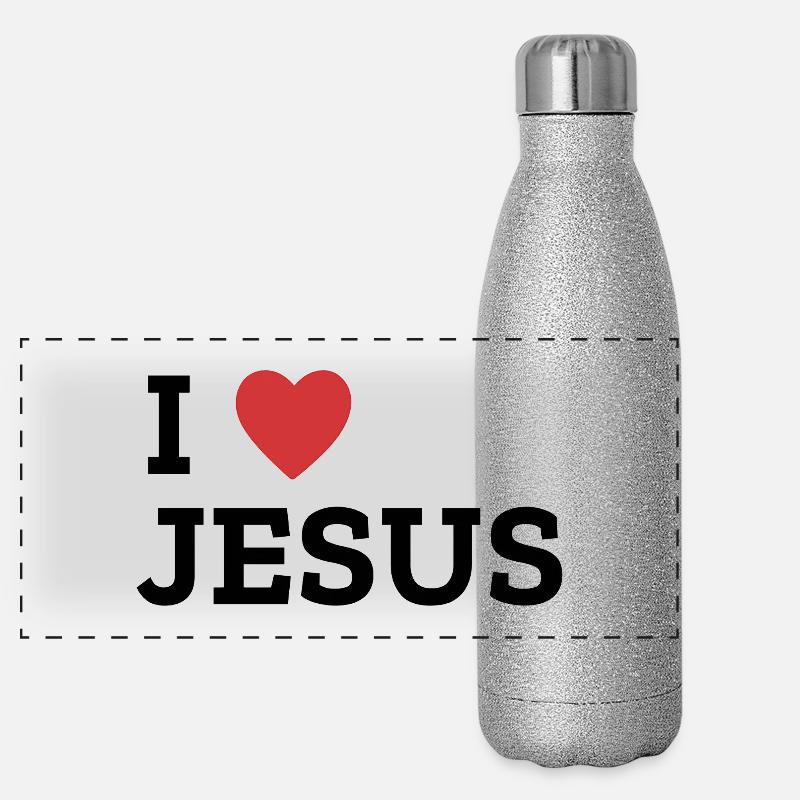 I Heart Jesus Bold Graphic Tee Panorama Glitzer Isolierflasche 500 ml