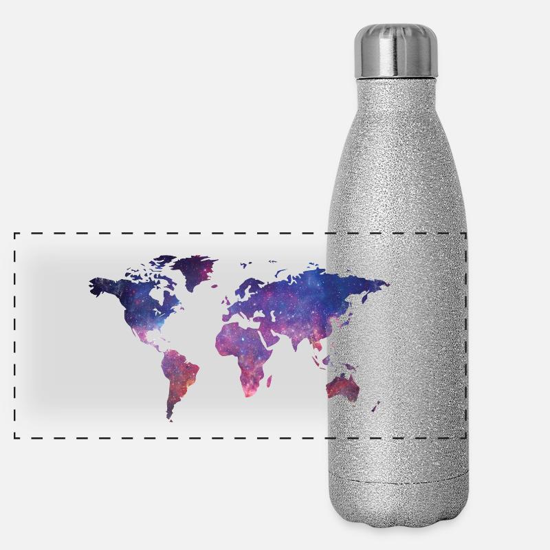 Monde cadeau continents carte Gourde isotherme panoramique pailletée 500 ml