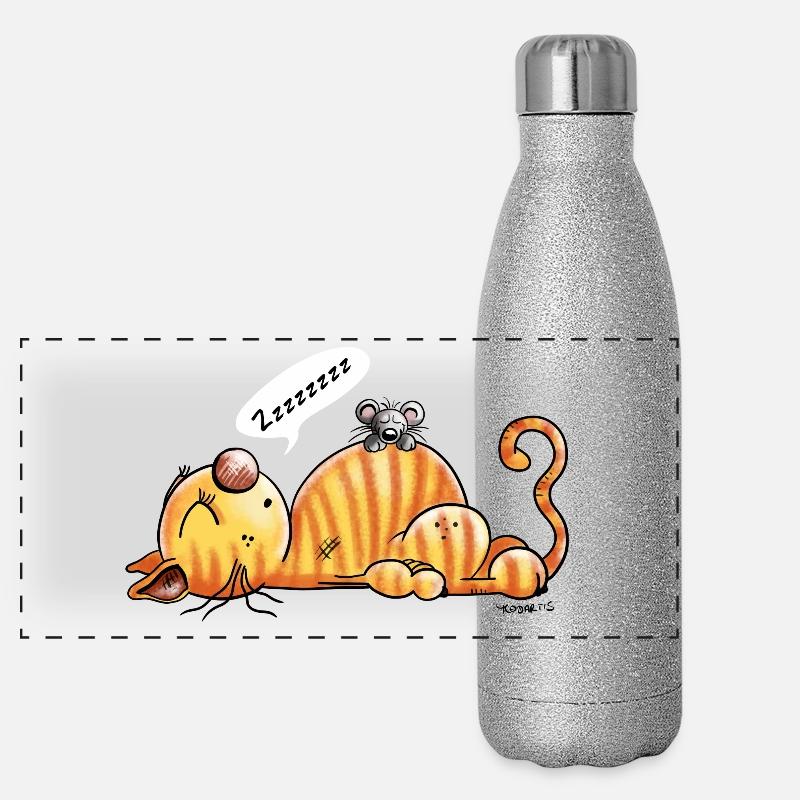Ronflement chat et souris - Cadeau Gourde isotherme panoramique pailletée 500 ml
