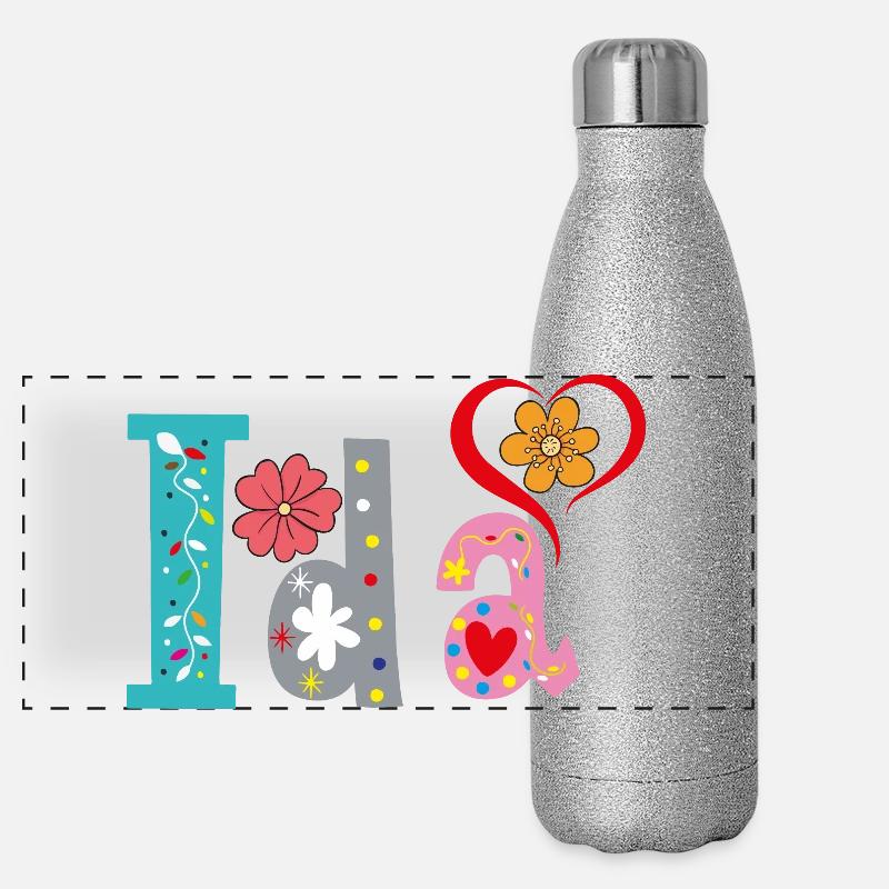 Personalized Ida Name Panoramic Glitter Thermal Bottle 500 ml