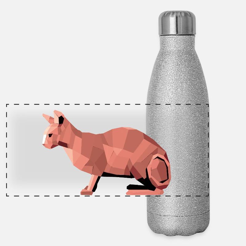 Sphynx Low Poly Cat – Geometrisches Design Panorama Glitzer Isolierflasche 500 ml