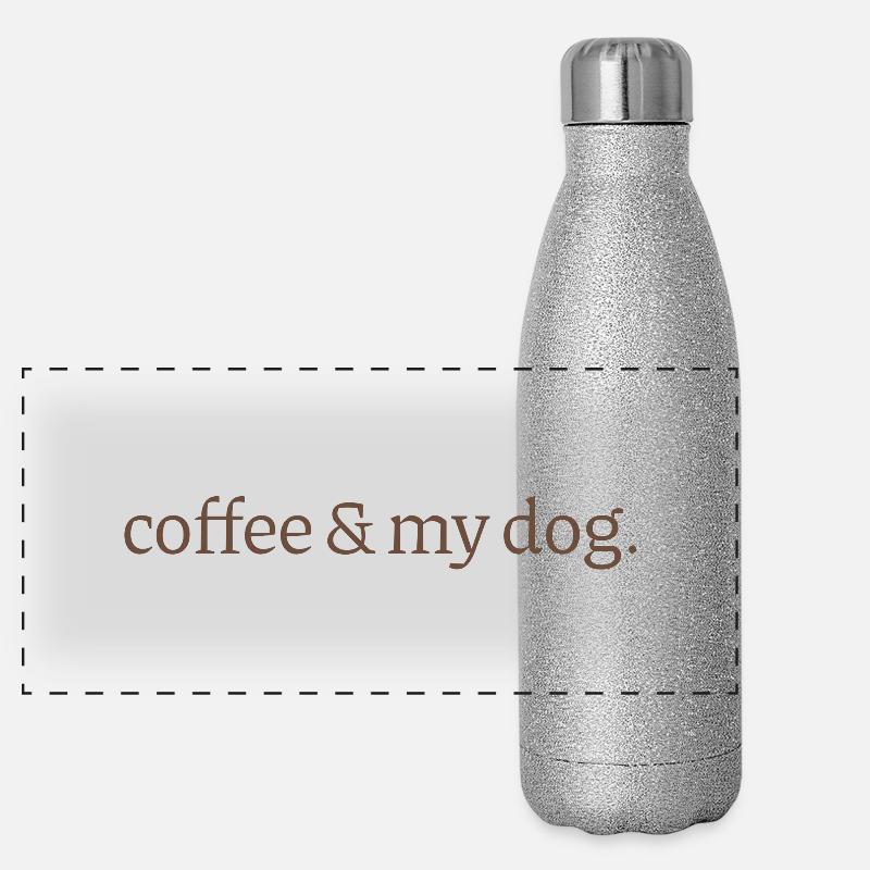 Kaffee & Hund – Retro Typo Design Panorama Glitzer Isolierflasche 500 ml