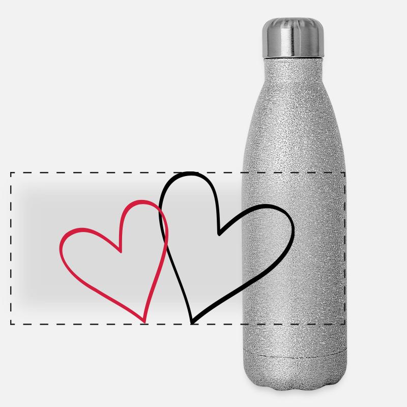 Herzen Herz Geschenkidee Partnerlook Panorama Glitzer Isolierflasche 500 ml