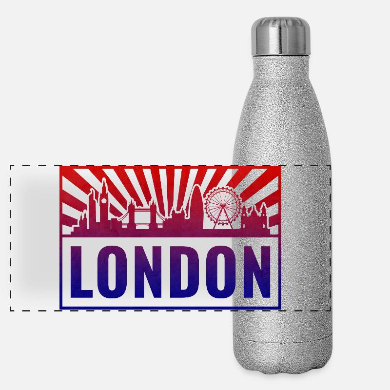 London Gradient Skyline Panoramic Glitter Thermal Bottle 500 ml