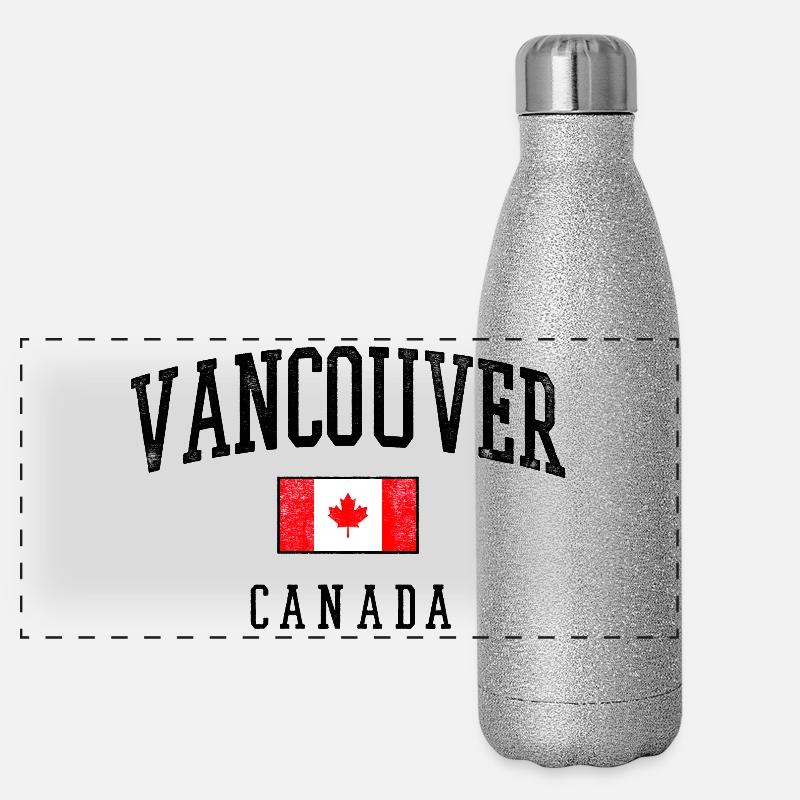 Vancouver, drapeau canadien Gourde isotherme panoramique pailletée 500 ml