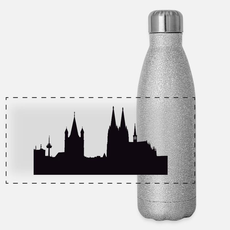 Köln Panorama! Dom Köln Karneval Panorama Glitzer Isolierflasche 500 ml