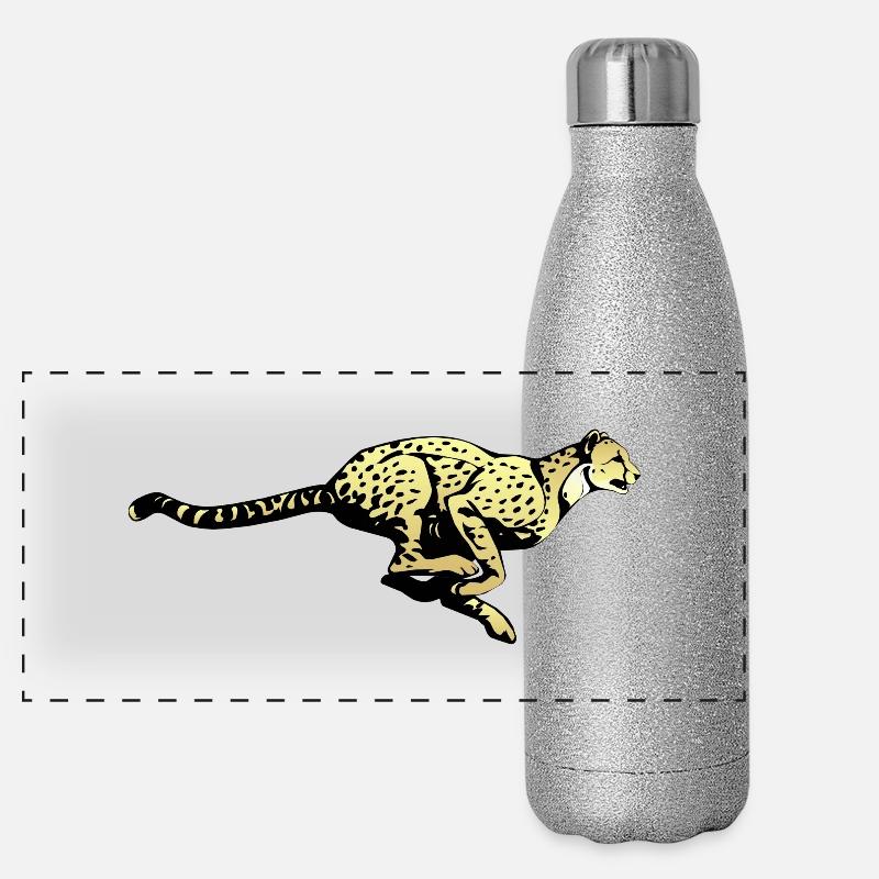cheetah cat jaguar leopard ocelot gepard wildcat23 Panorama Glitzer Isolierflasche 500 ml