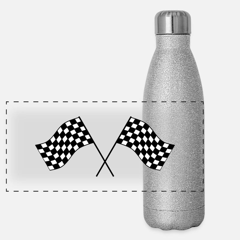 Drapeau à damier d’arrivée Flag Race End end station Idea Gourde isotherme panoramique pailletée 500 ml