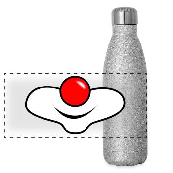 RED NOSE. clown. humor. anniversary. feast - Panoramic Glitter Thermal Bottle 500 ml - silver glitter - Front