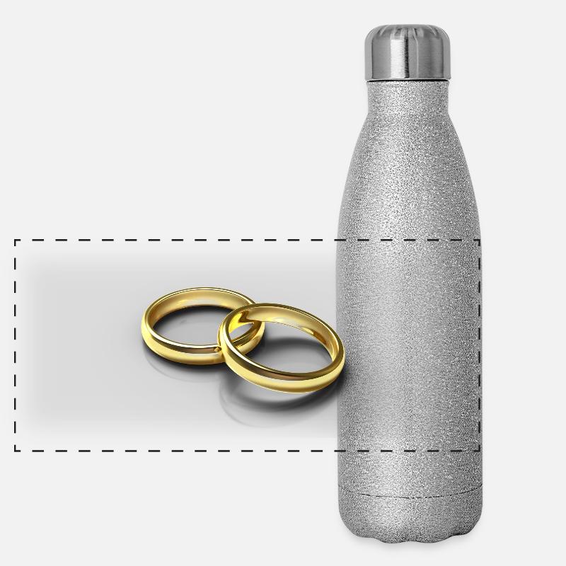 Goldene Ringe Hochzeitsthema Panorama Glitzer Isolierflasche 500 ml
