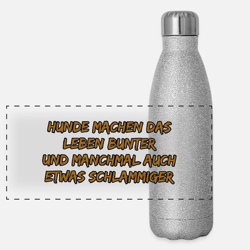 Hundebunte Lebensfreude Panorama Glitzer Isolierflasche 500 ml