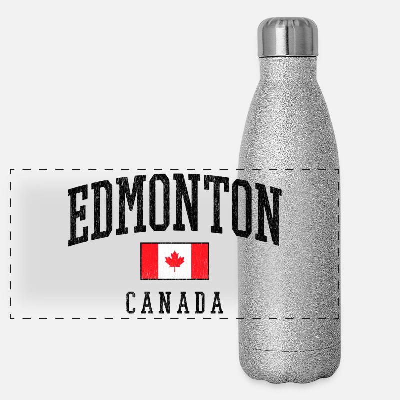 Drapeau d’Edmonton Canada – Look vintage urbain Gourde isotherme panoramique pailletée 500 ml