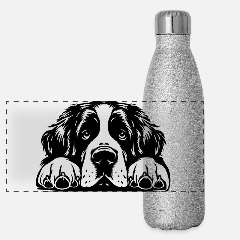 St. Bernard head with paws Panoramic Glitter Thermal Bottle 500 ml