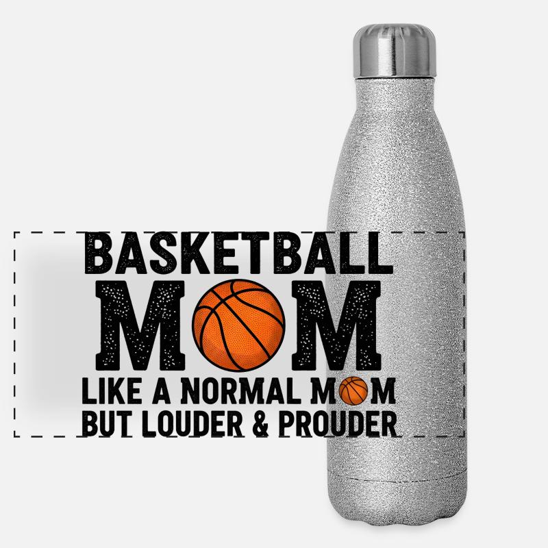 Stolze Basketball-Mutter Zitat Mutter Panorama Glitzer Isolierflasche 500 ml