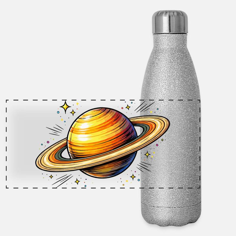 Planète Saturne Gourde isotherme panoramique pailletée 500 ml