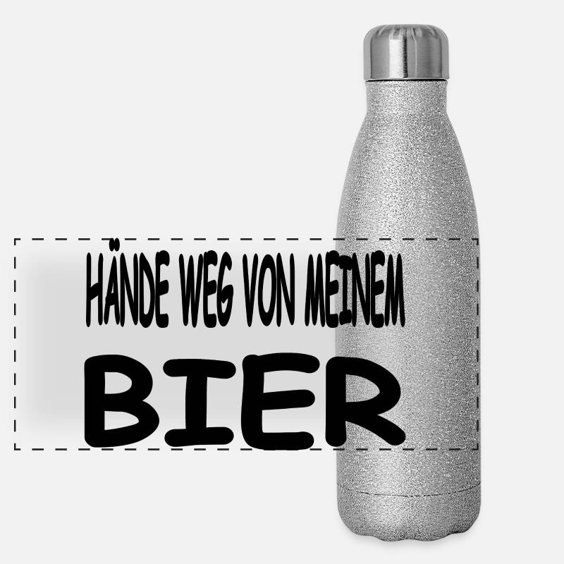 Bier - Panorama Glitzer Isolierflasche 500 ml - Silber Glitzer