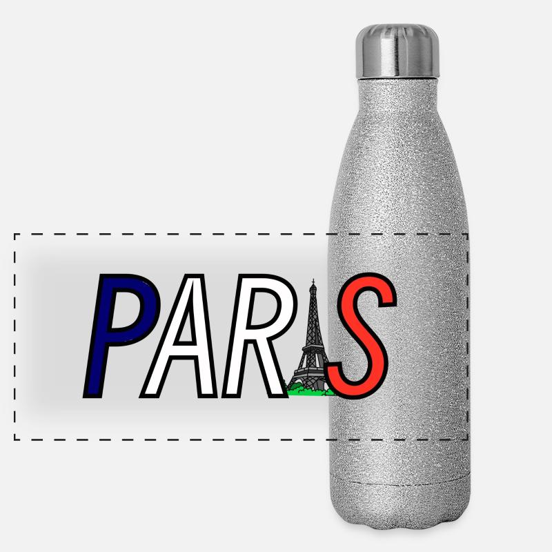 Silhouette parisienne avec jeu de couleurs de la tour Eiffel Gourde isotherme panoramique pailletée 500 ml