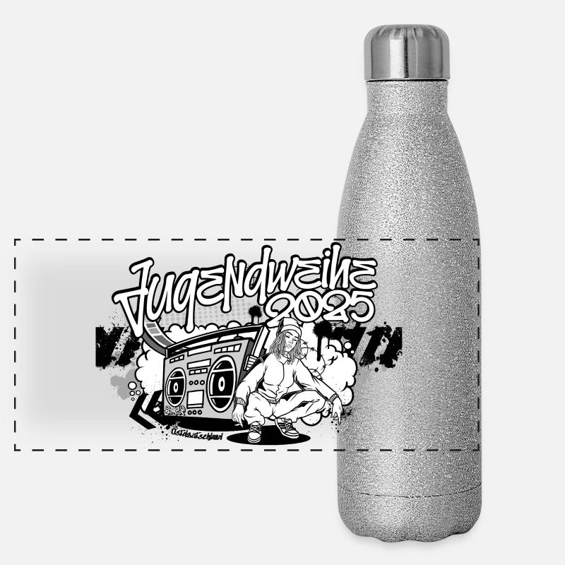 Jugendweiheparty 2025 Jugendweihe Spruch Panorama Glitzer Isolierflasche 500 ml