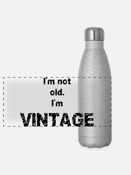 Vintage - Panoramic Glitter Thermal Bottle 500 ml - silver glitter - Front