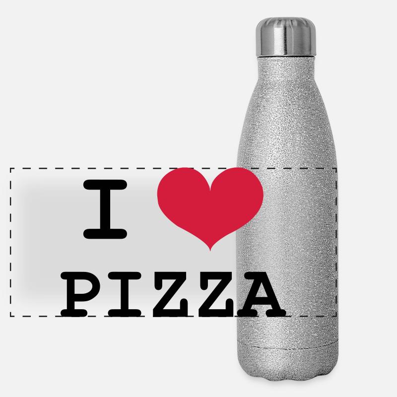 I Love Pizza Panorama Glitzer Isolierflasche 500 ml