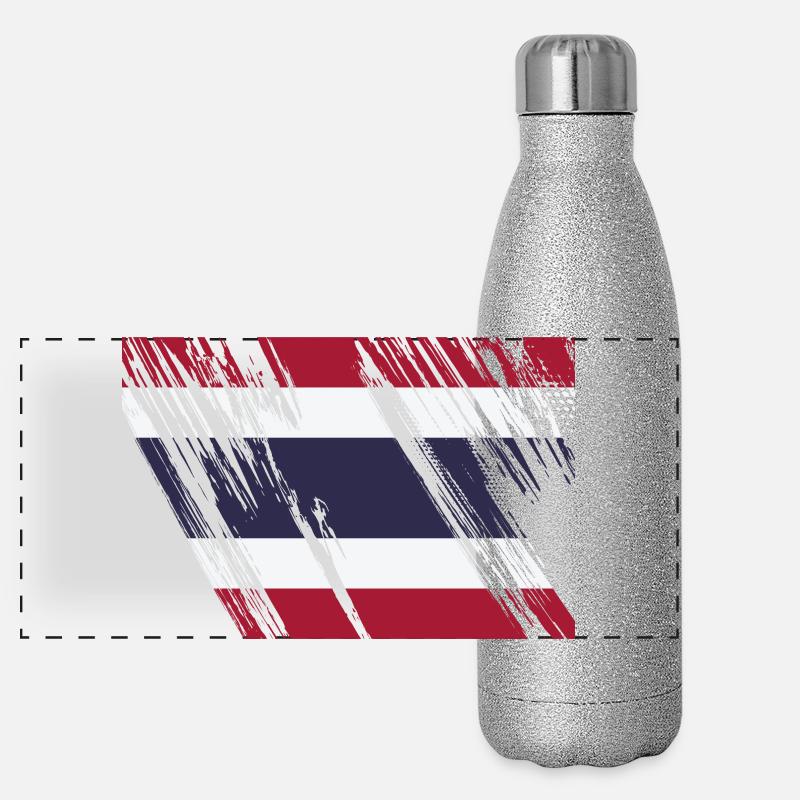 Drapeau de la Thaïlande Gourde isotherme panoramique pailletée 500 ml