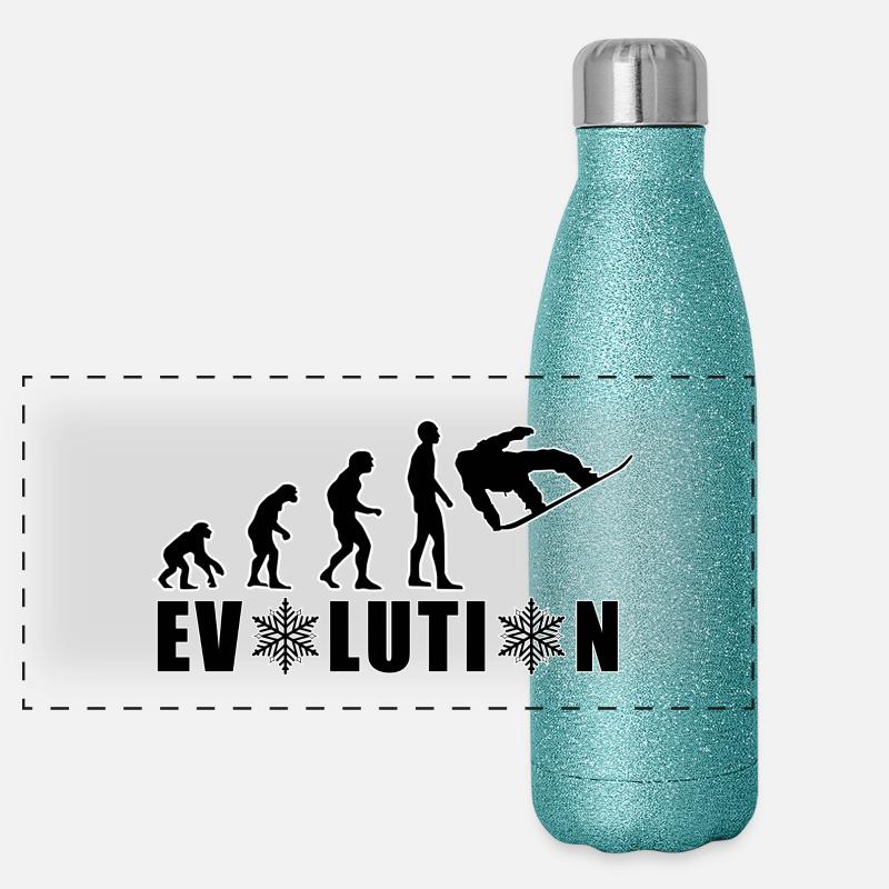 EVOLUTION SNOWBOARD Neige Hiver Cadeau Gourde isotherme panoramique pailletée 500 ml