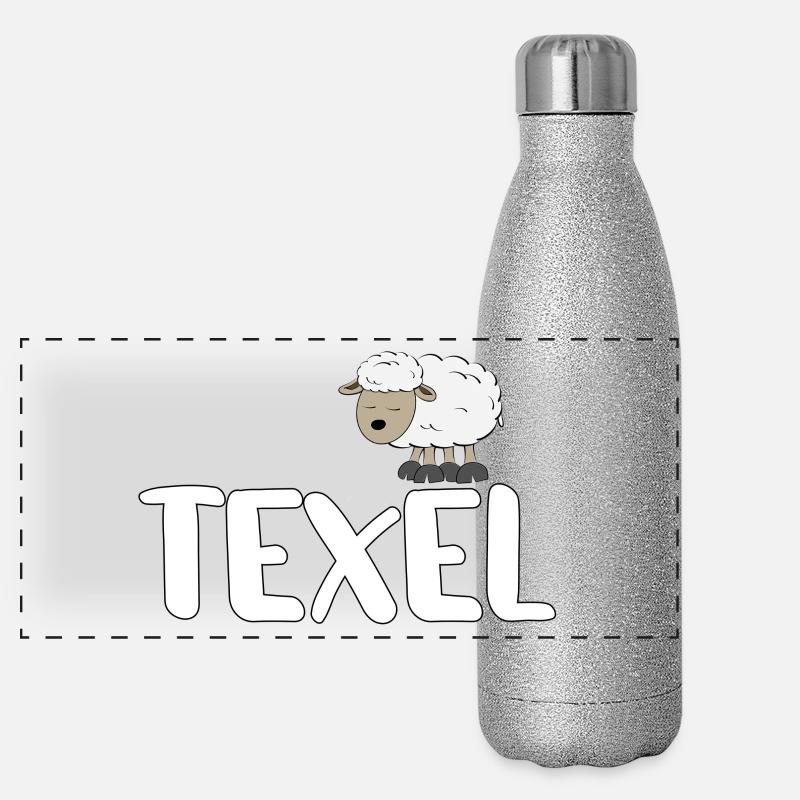 Schaf Texel (bunte Version) Panorama Glitzer Isolierflasche 500 ml