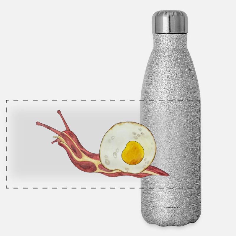 Baconschnecke Bacon and egg Spiegelei Panorama Glitzer Isolierflasche 500 ml