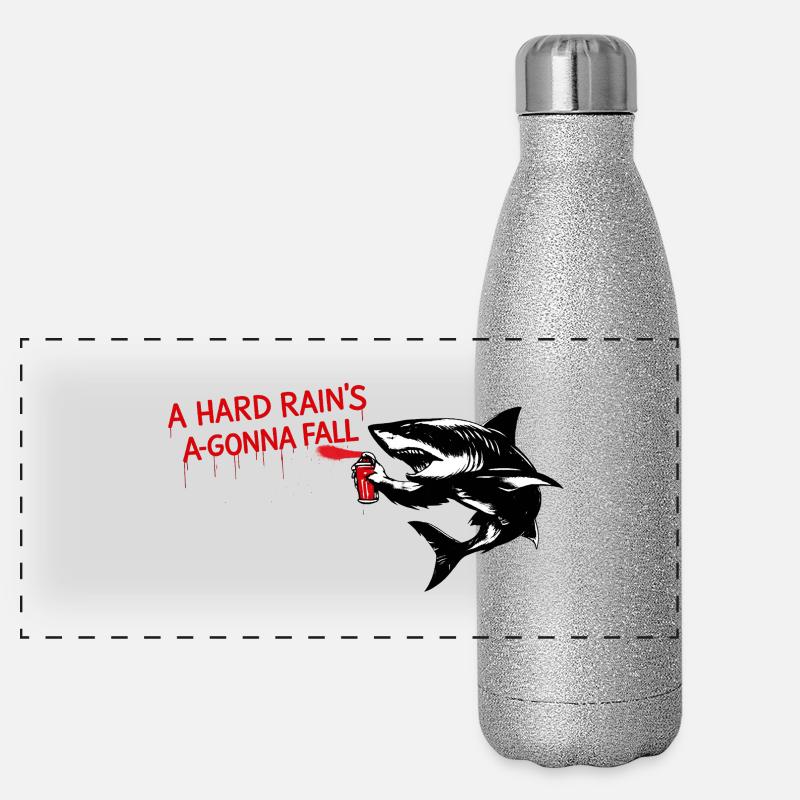 Requin graffiti avec des lettres rouges Gourde isotherme panoramique pailletée 500 ml