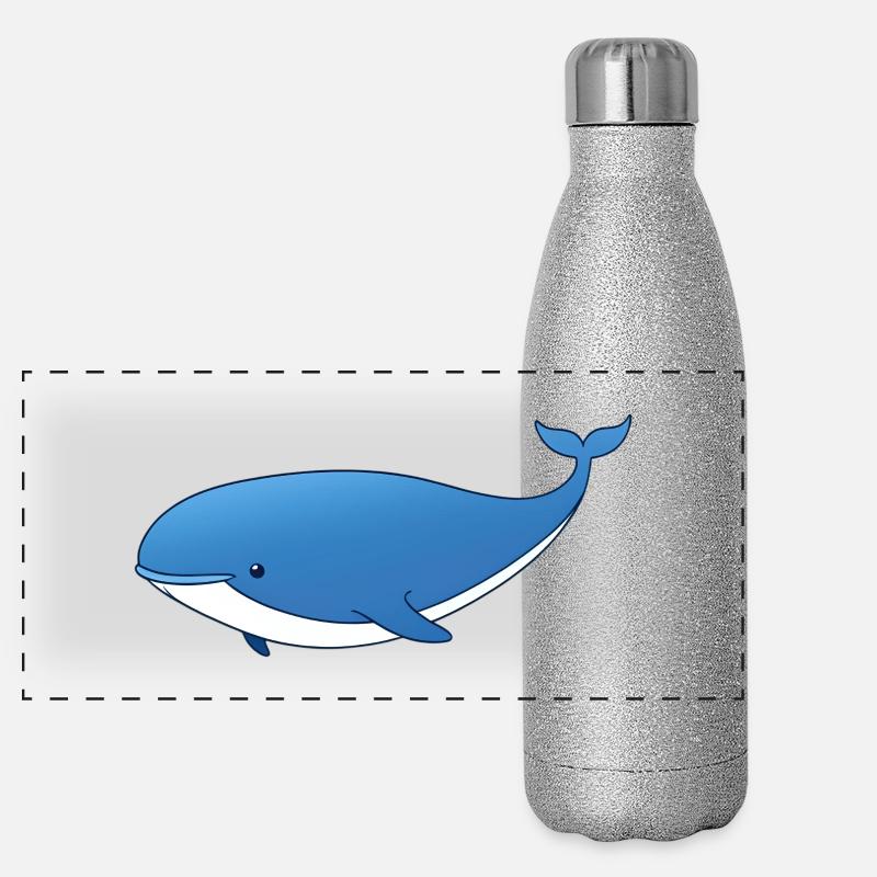 Blauer Wal Cartoon Panorama Glitzer Isolierflasche 500 ml