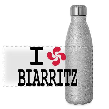 i love biarritz - lauburu - Gourde isotherme panoramique pailletée 500 ml - paillettes argentées - Devant