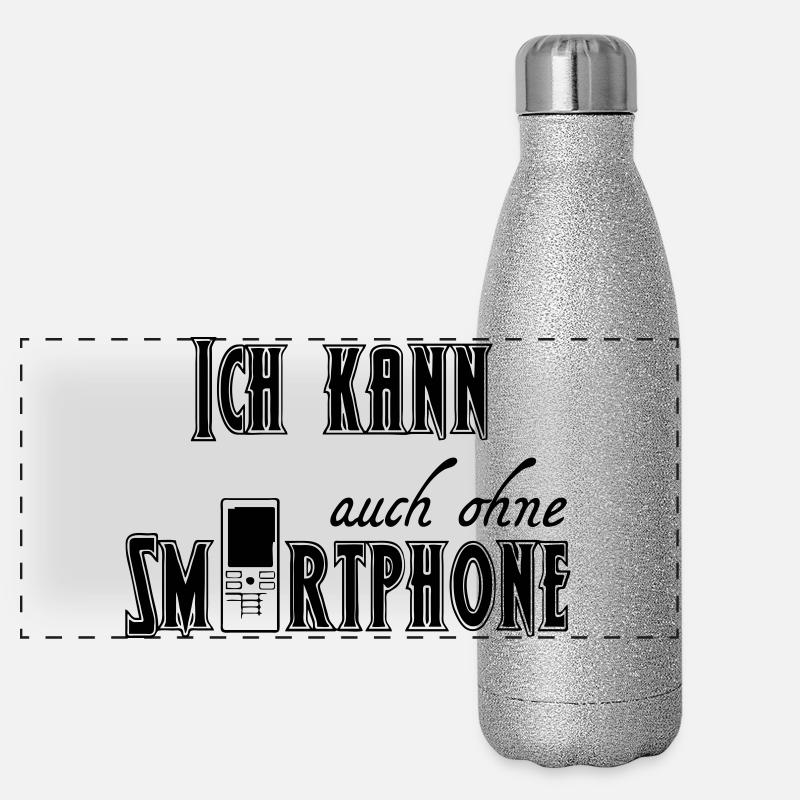 Ohne Smartphone Geschenk Panorama Glitzer Isolierflasche 500 ml