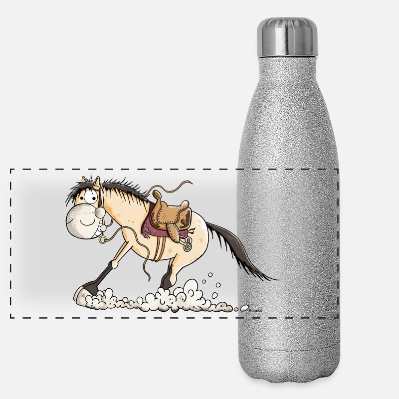 Westernpferd im Sliding Stop Panorama Glitzer Isolierflasche 500 ml