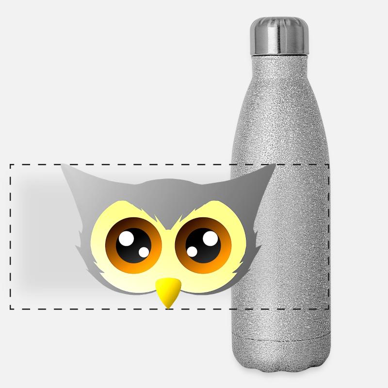 vögel closing, süßes eulengesicht Panorama Glitzer Isolierflasche 500 ml