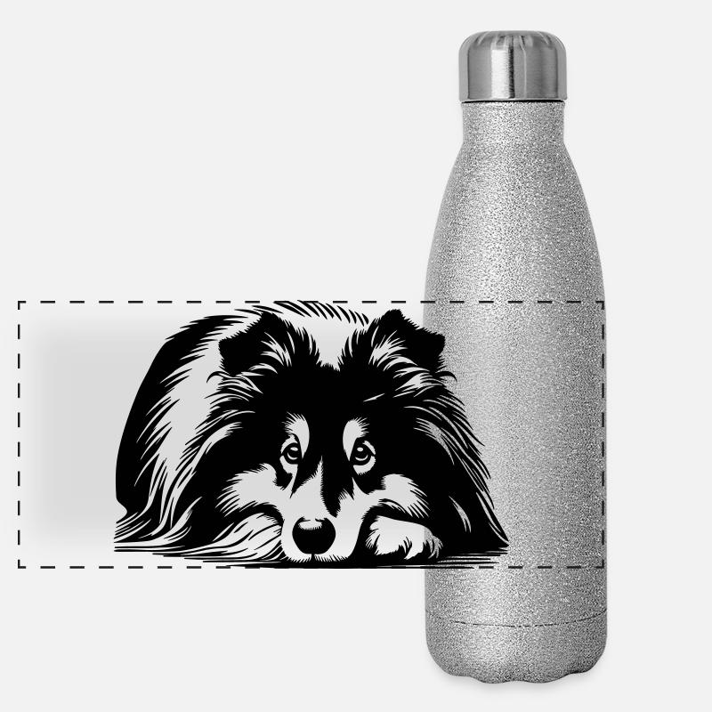Sheltie Panorama Glitzer Isolierflasche 500 ml