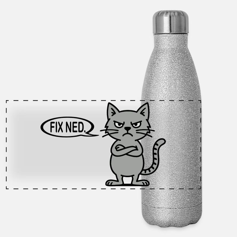 Wütende Katze mit Sprachblase - fix ned Dialekt Panorama Glitzer Isolierflasche 500 ml