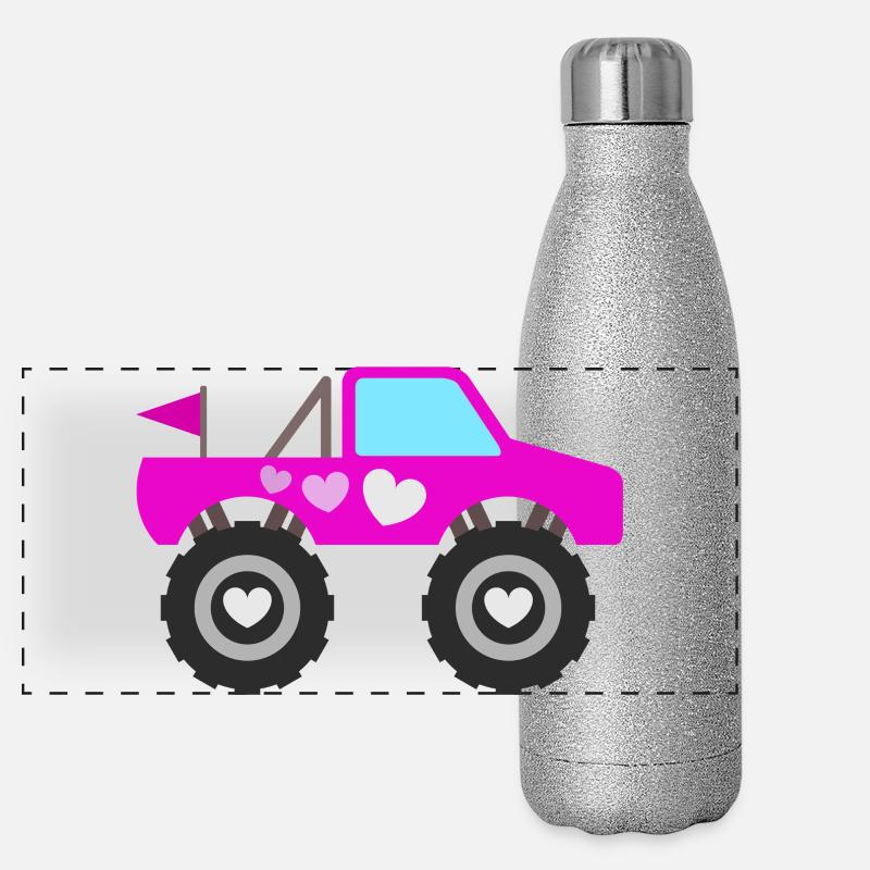 Pinker Monstertruck Panorama Glitzer Isolierflasche 500 ml