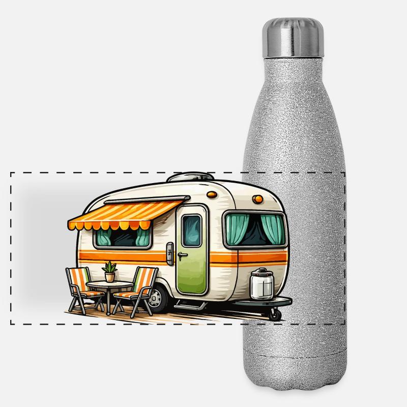 Retro caravan camping magic Panoramic Glitter Thermal Bottle 500 ml