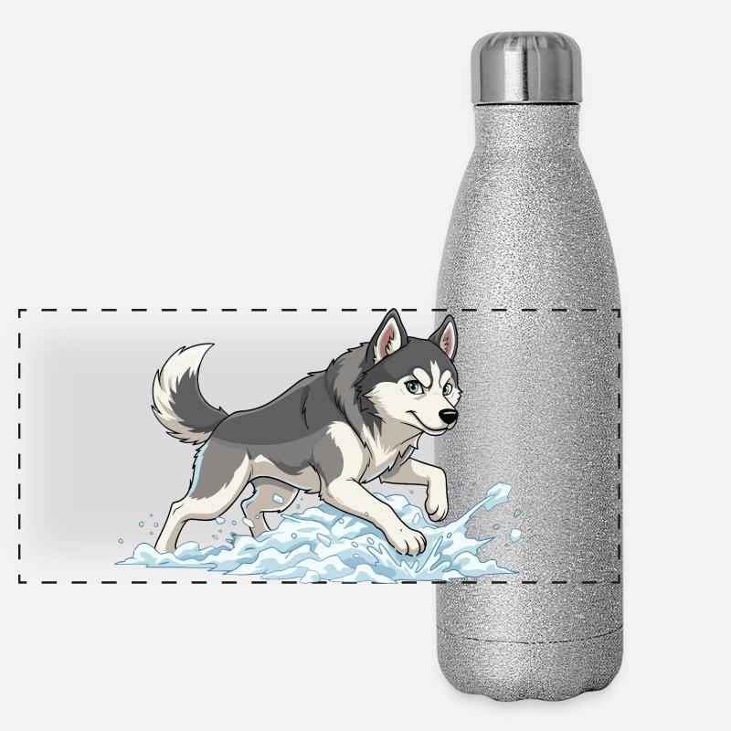 Sprint Husky dans la mousse de neige Gourde isotherme panoramique pailletée 500 ml