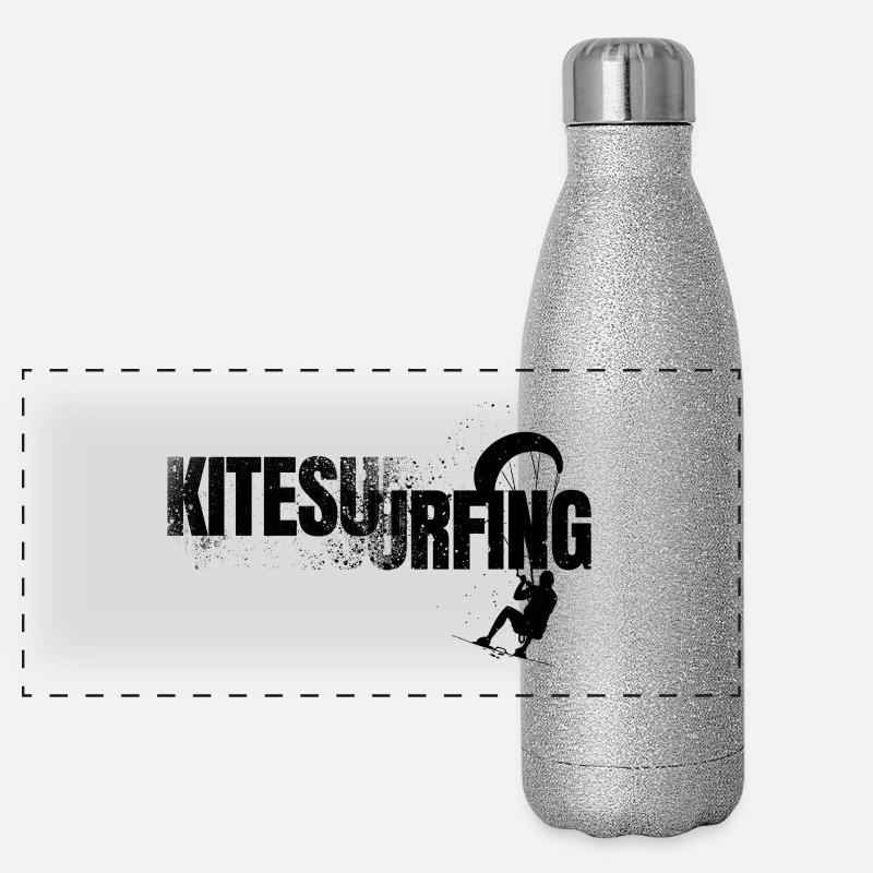 Schriftzug Kiesurfing  Panorama Glitzer Isolierflasche 500 ml